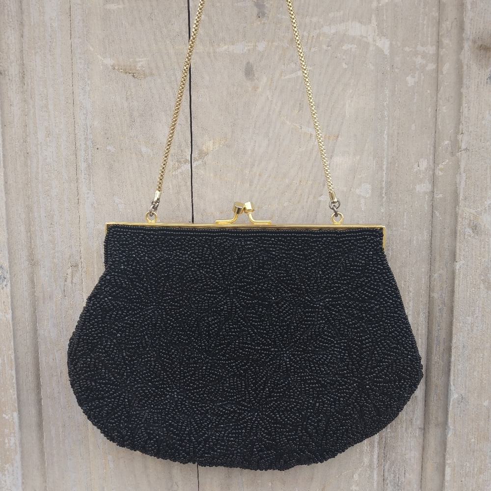 Vintage Black Beaded Purse